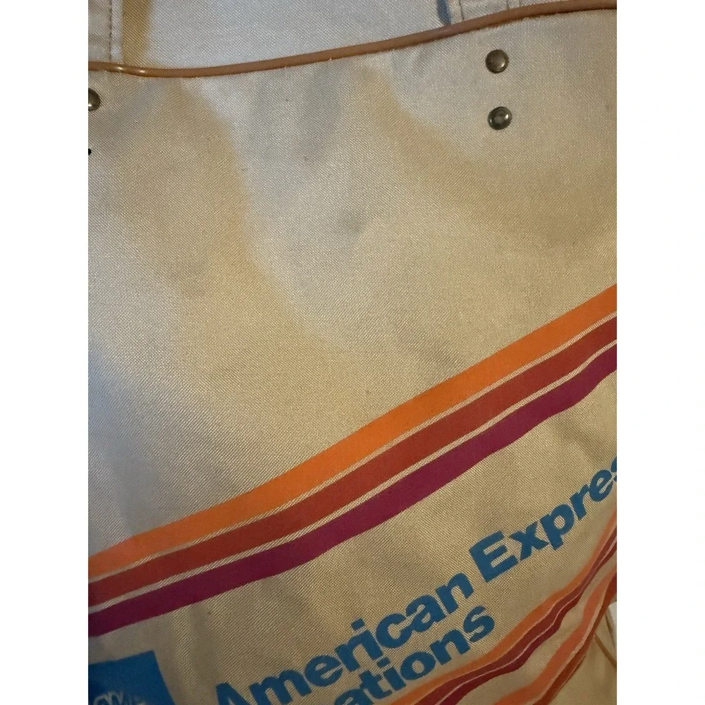 Vintage American Express Travel Agent Carry On Luggage Airline Bag 70's Tan